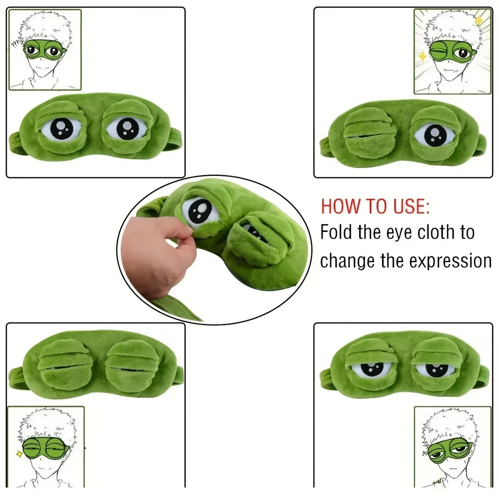 Plush Frog Sleep Mask 3-Pack - Soft 3D Eye Cover for Travel and Naps