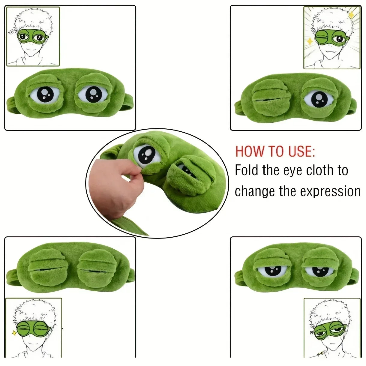 Plush Frog Sleep Mask 3-Pack - Soft 3D Eye Cover for Travel and Naps