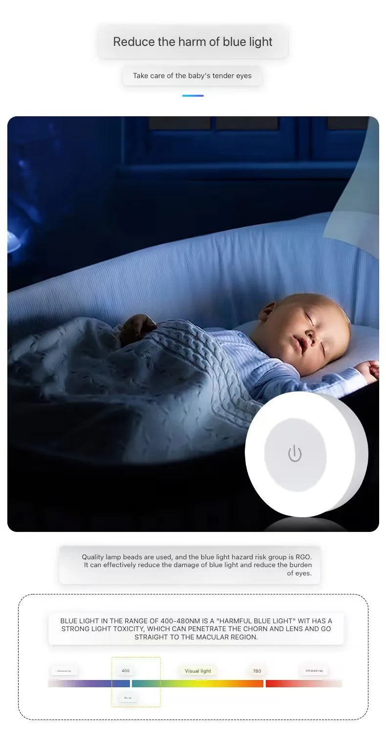 Rechargeable Touch Night Light Set of 3 - Magnetic Dimmable Puck Lamps