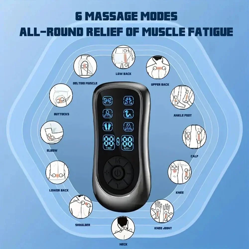 6 - Mode Rechargeable Electric Pulse Massager – Compact Portable Device - GiftMira
