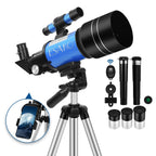 70mm Beginner Telescope — Portable Refractor for Astronomy with Phone Adapter, Tripod & Travel Bag