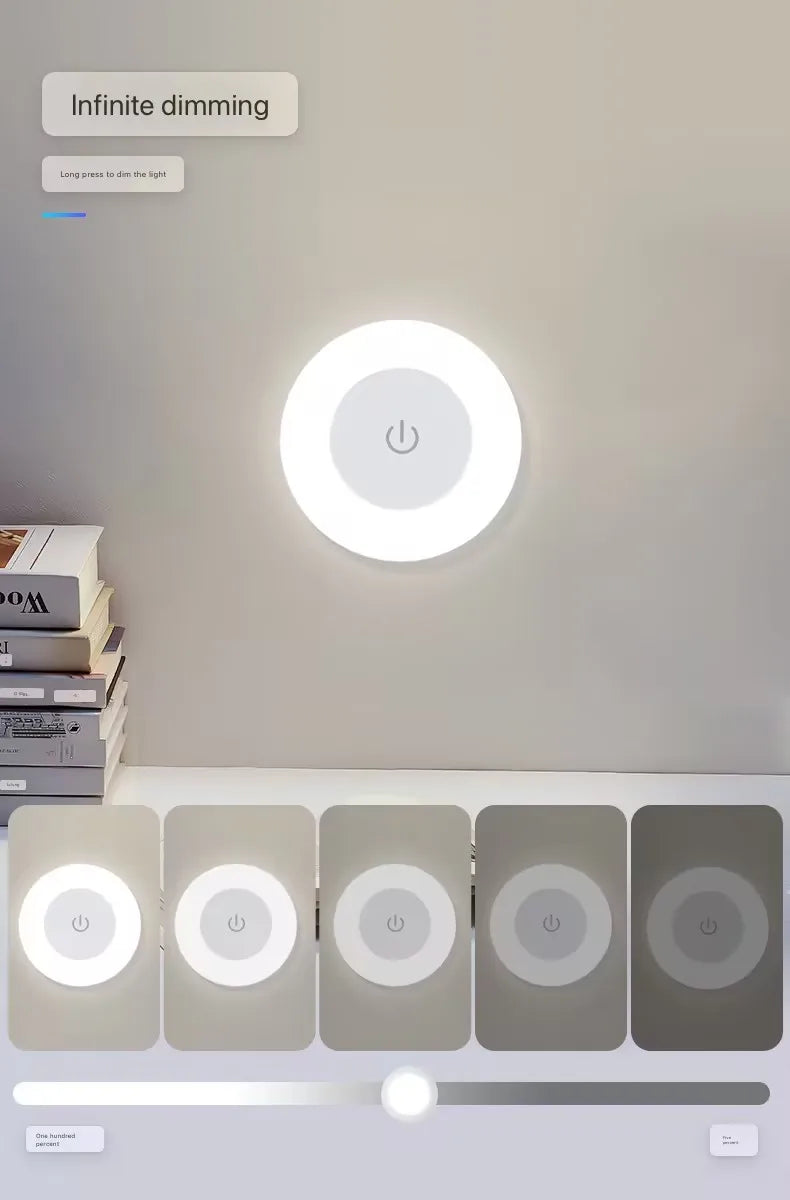 Rechargeable Touch Night Light Set of 3 - Magnetic Dimmable Puck Lamps