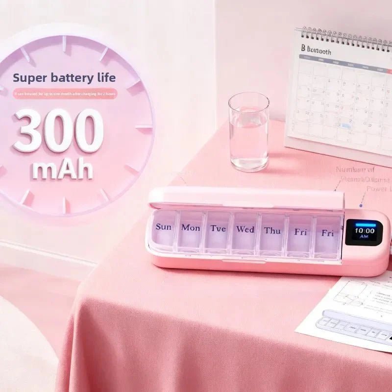 7 - Day Smart Pill Box – Bluetooth Medication Organizer, LED Reminder Alarms, App - Synced, Travel & Home Dispenser - GiftMira