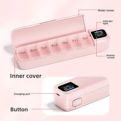 7 - Day Smart Pill Box – Bluetooth Medication Organizer, LED Reminder Alarms, App - Synced, Travel & Home Dispenser - GiftMira