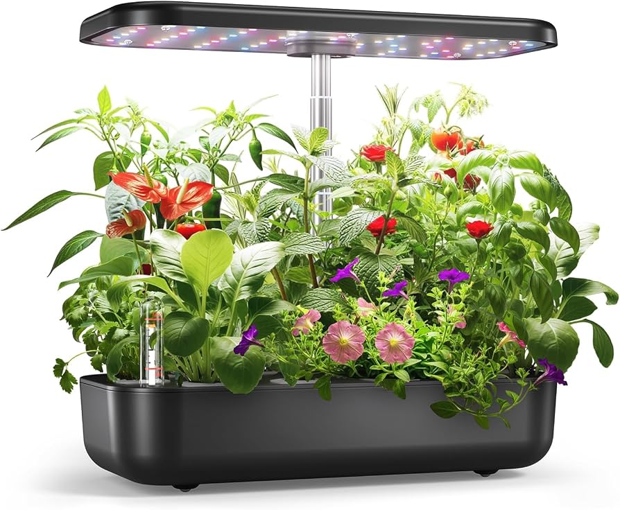 12-pod indoor hydroponic herb garden, black
