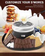 Flameless Electric S'mores Maker — Indoor Tabletop Marshmallow Roaster Kit with Forks & Trays