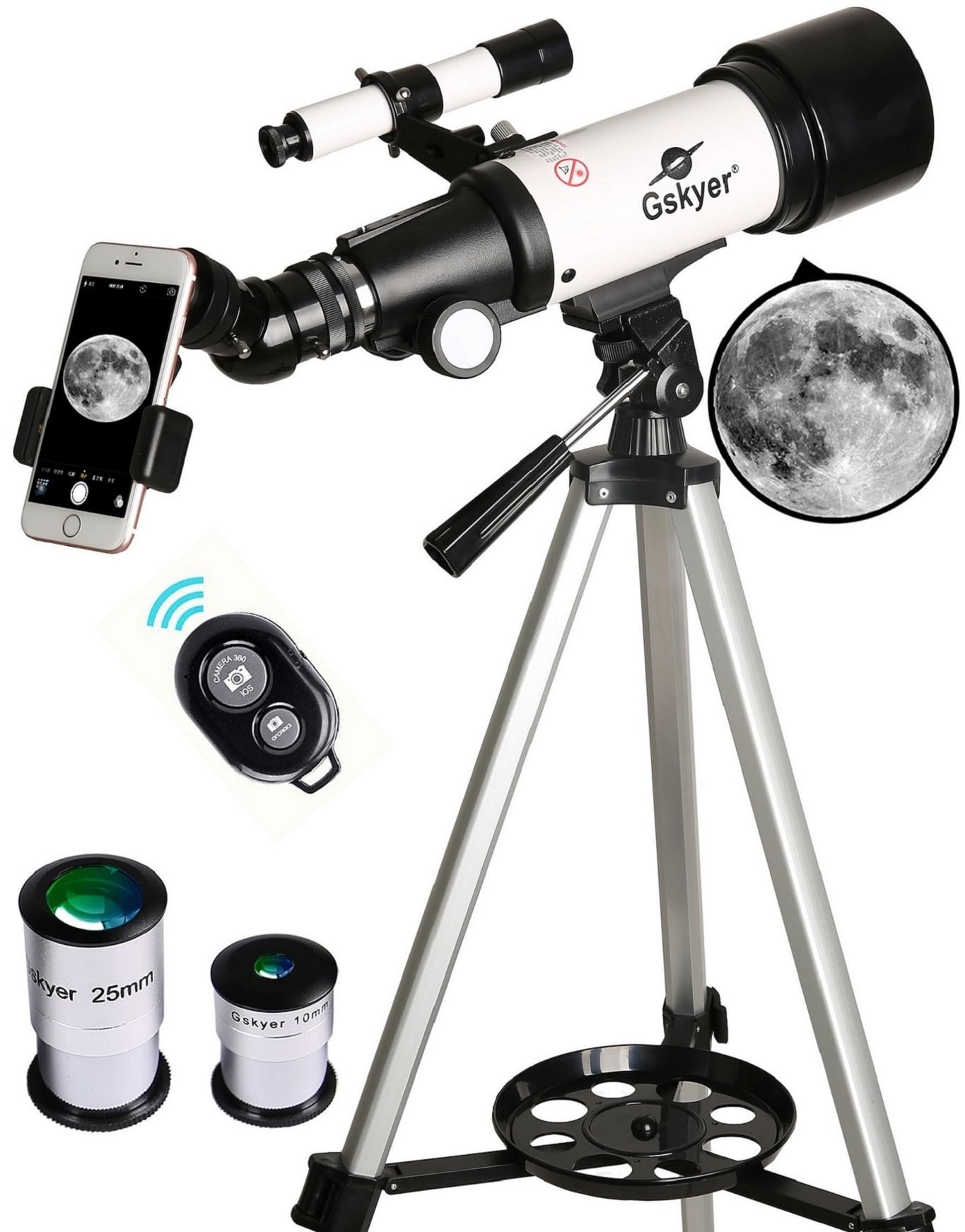 70mm Beginner Telescope — Portable Refractor for Astronomy with Phone Adapter, Tripod & Travel Bag