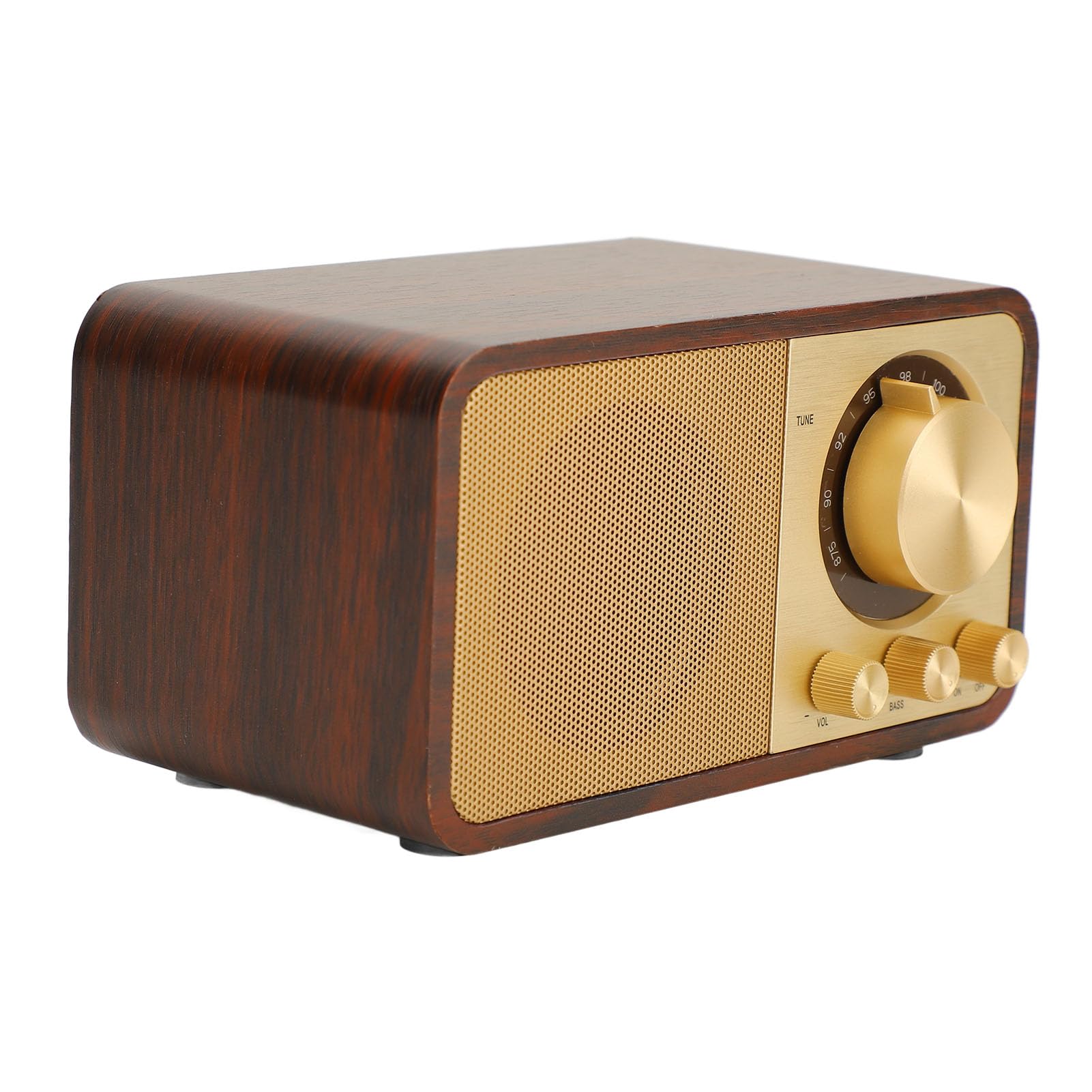 Retro Wooden Bluetooth Speaker — Vintage Wood-Grain Wireless Radio with Rich Bass, Rechargeable
