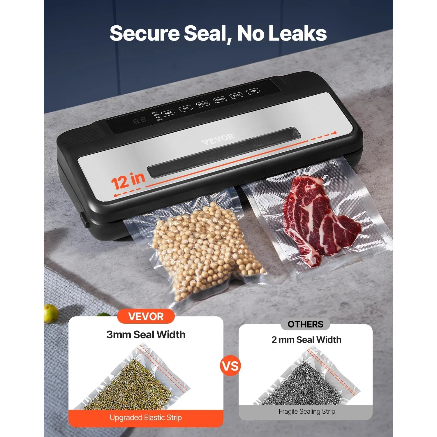 80Kpa 120W Vacuum Sealer Machine 7 - in - 1 Dry Wet Food Sealer with Built - In Cutter - GiftMira