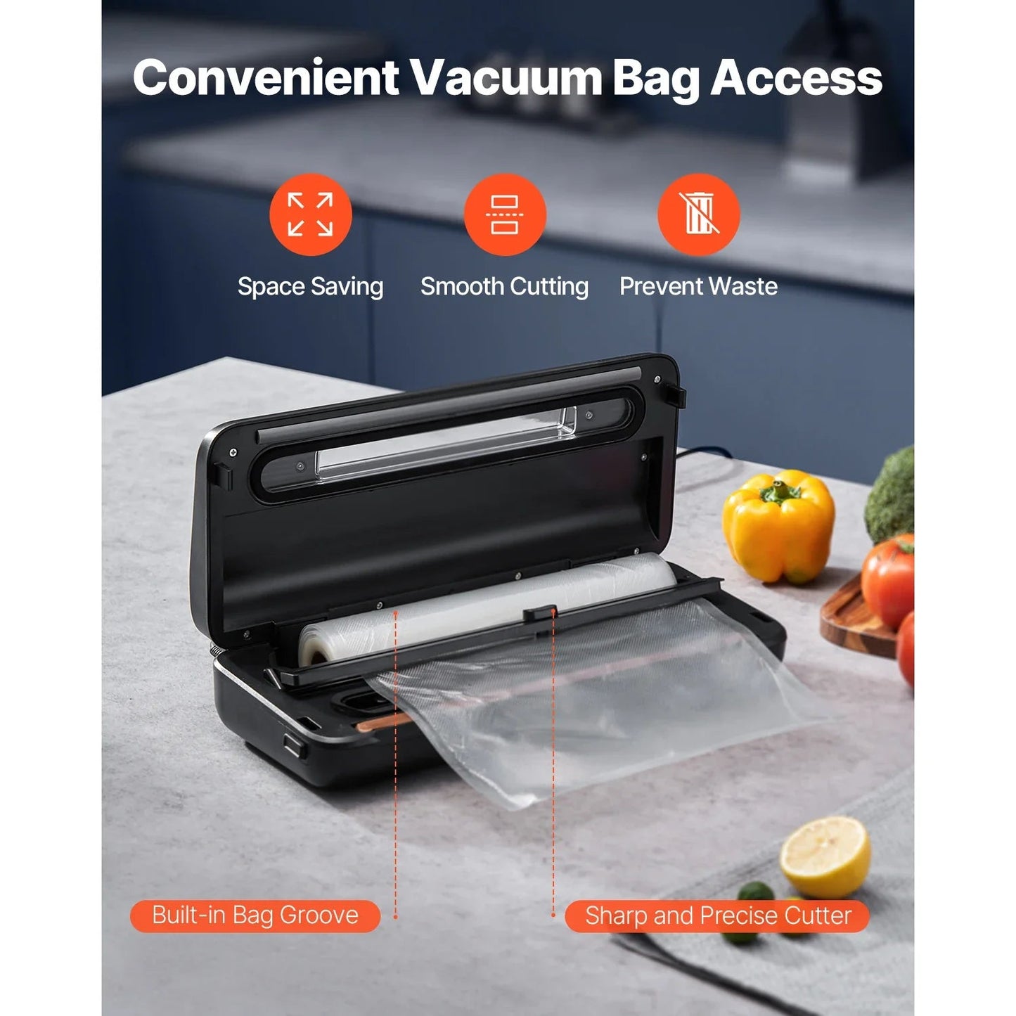 80Kpa 120W Vacuum Sealer Machine 7 - in - 1 Dry Wet Food Sealer with Built - In Cutter - GiftMira