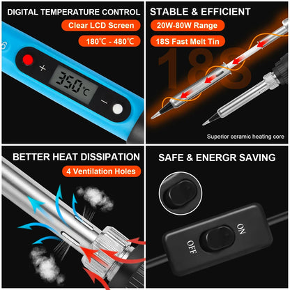 80W Digital Soldering Iron Kit – Precision Welding & Repair Tool - GiftMira