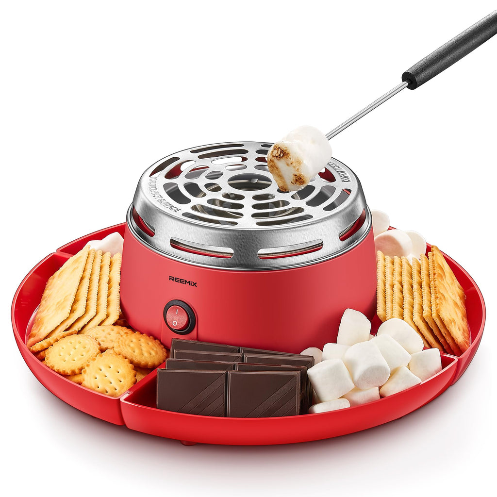 Flameless Electric S'mores Maker — Indoor Tabletop Marshmallow Roaster Kit with Forks & Trays
