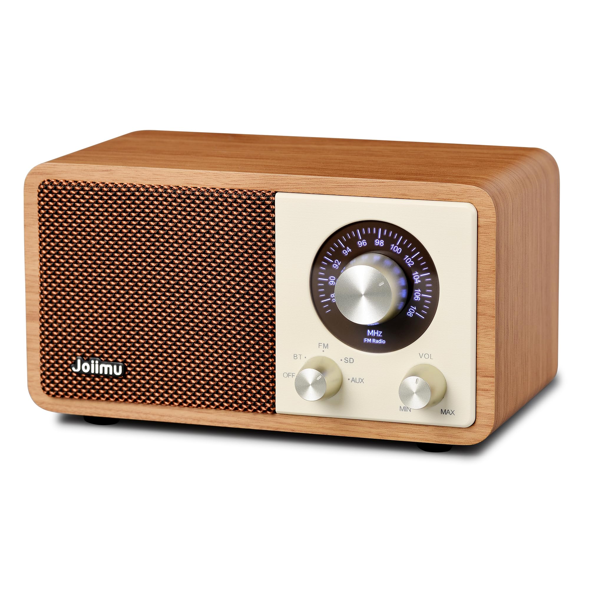 Retro Wooden Bluetooth Speaker — Vintage Wood-Grain Wireless Radio with Rich Bass, Rechargeable