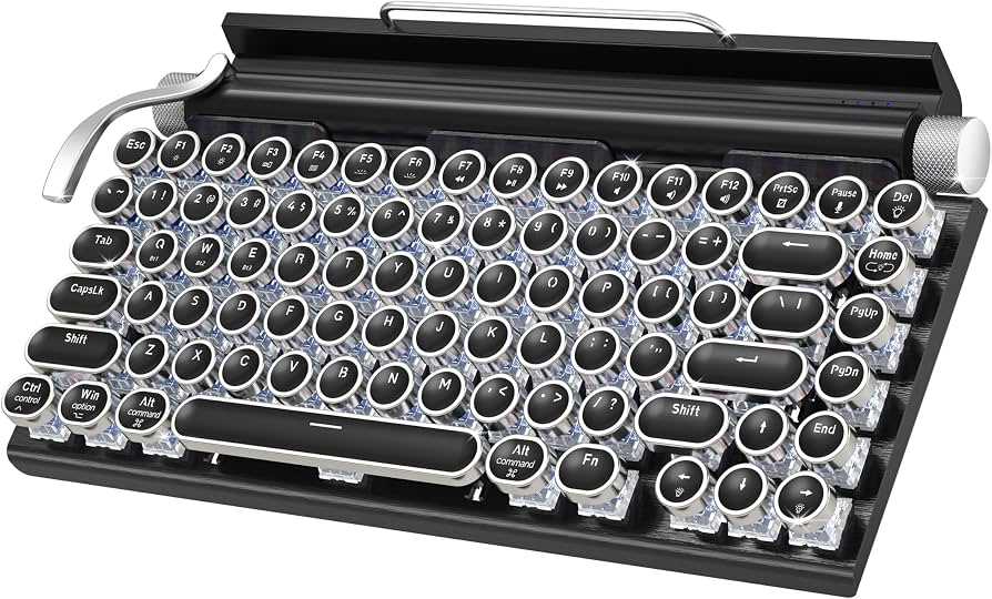 Retro typewriter mechanical keyboard, black