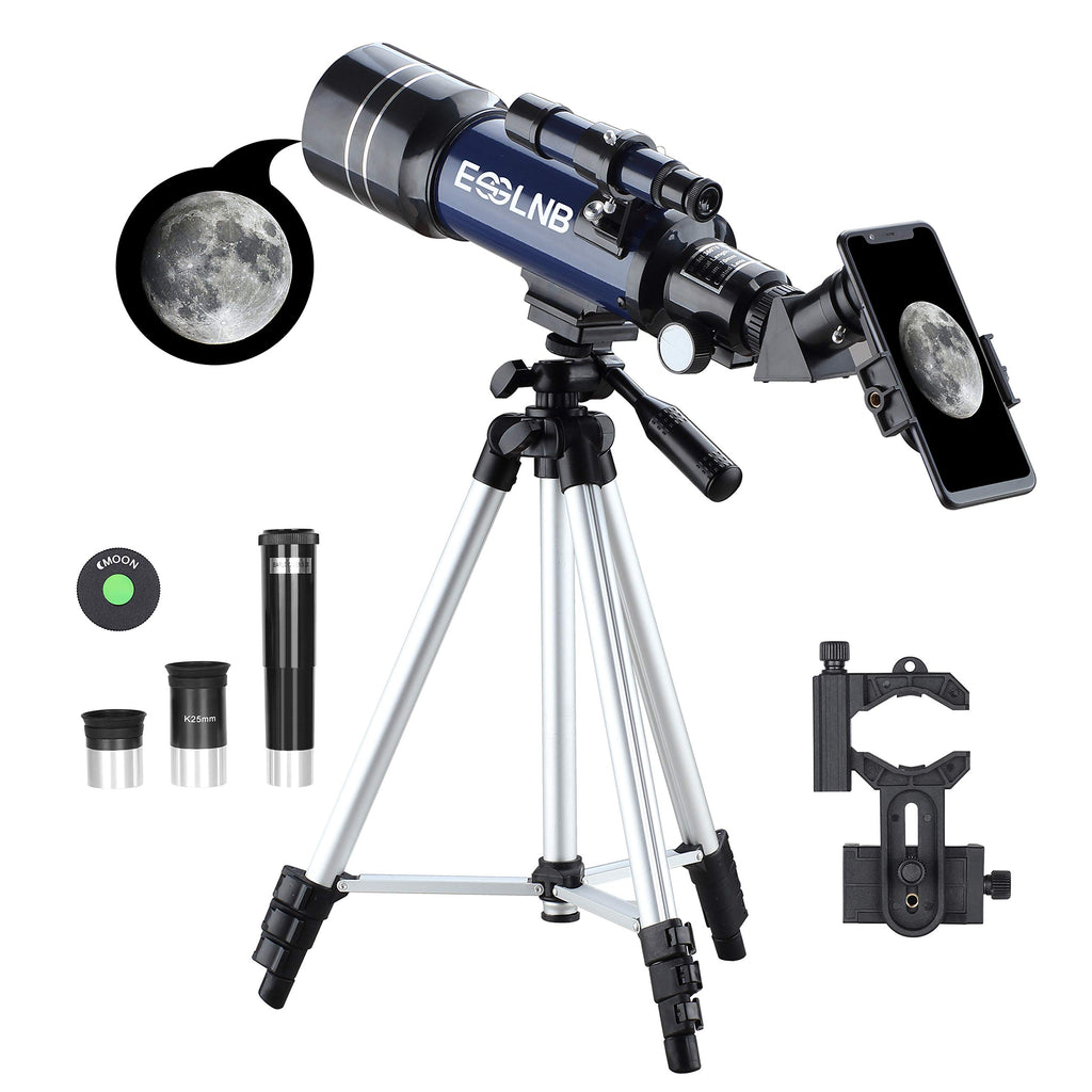 70mm Beginner Telescope — Portable Refractor for Astronomy with Phone Adapter, Tripod & Travel Bag