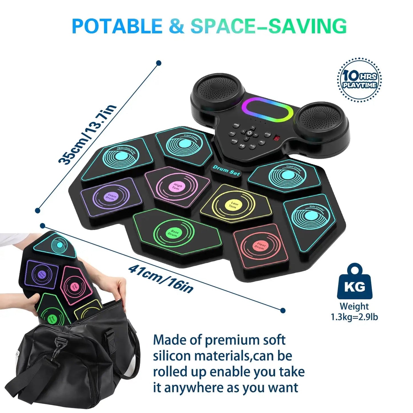 9 - Pad Portable Smart Electronic Drum Kit - GiftMira