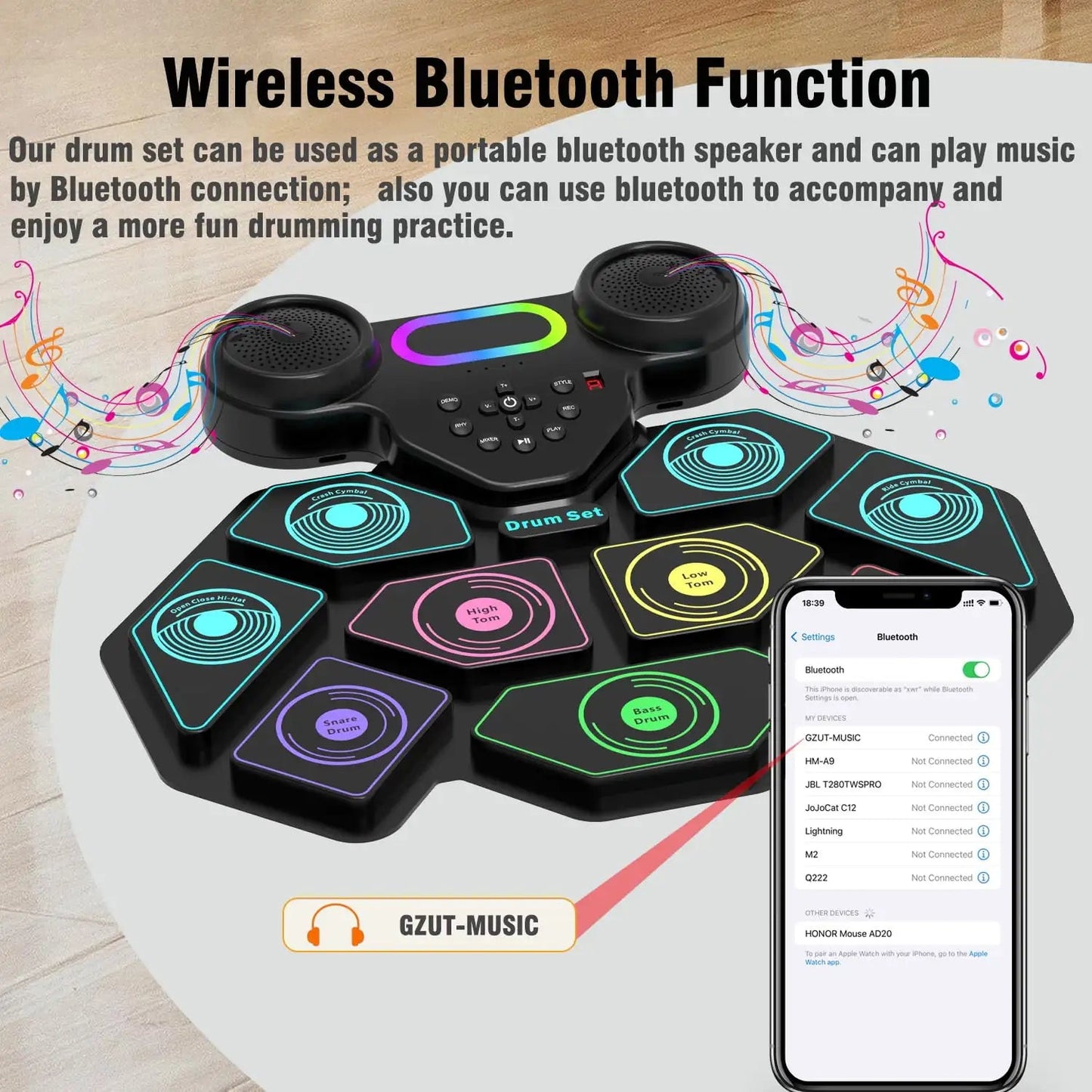9 - Pad Portable Smart Electronic Drum Kit - GiftMira