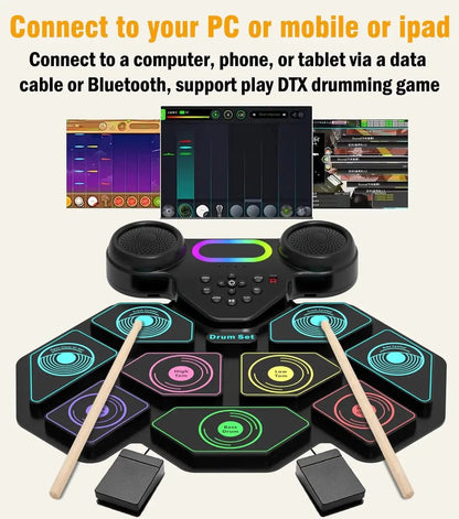 9 - Pad Portable Smart Electronic Drum Kit - GiftMira