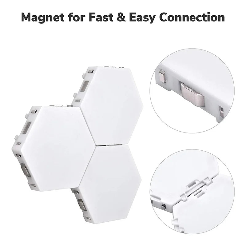 Hexagon LED Wall Light Panels Set of 5 - Touch Modular Magne - 4