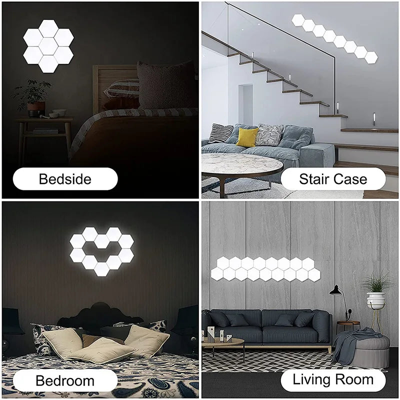 Hexagon LED Wall Light Panels Set of 5 - Touch Modular Magne - 5