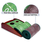 Indoor Putting Green 9.8ft with Auto Ball Return, Solid Wood Track, 2 Holes & Crystal Velvet Surface