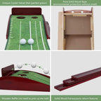 Indoor Putting Green 9.8ft with Auto Ball Return, Solid Wood Track, 2 Holes & Crystal Velvet Surface