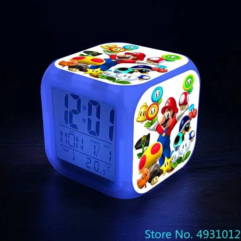 Anime Sonic Mario Bros Figure LED Alarm Clock 7-Color Touch Light Kids D... — View 10