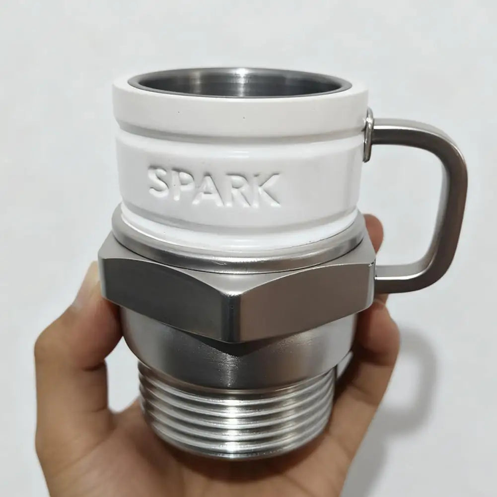 Spark Plug Coffee Mug - Novelty Ceramic and Metal Cup for Car Lovers and Mechanics