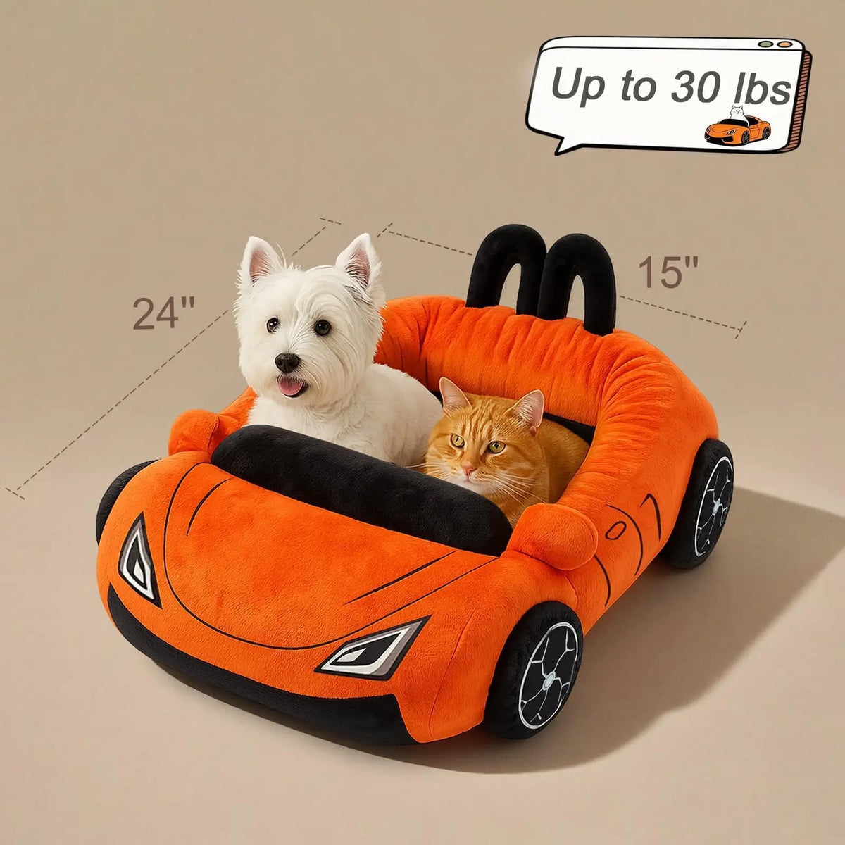 Sports Car Pet Bed - Plush Cat and Small Dog Bed with Cushion - view 2