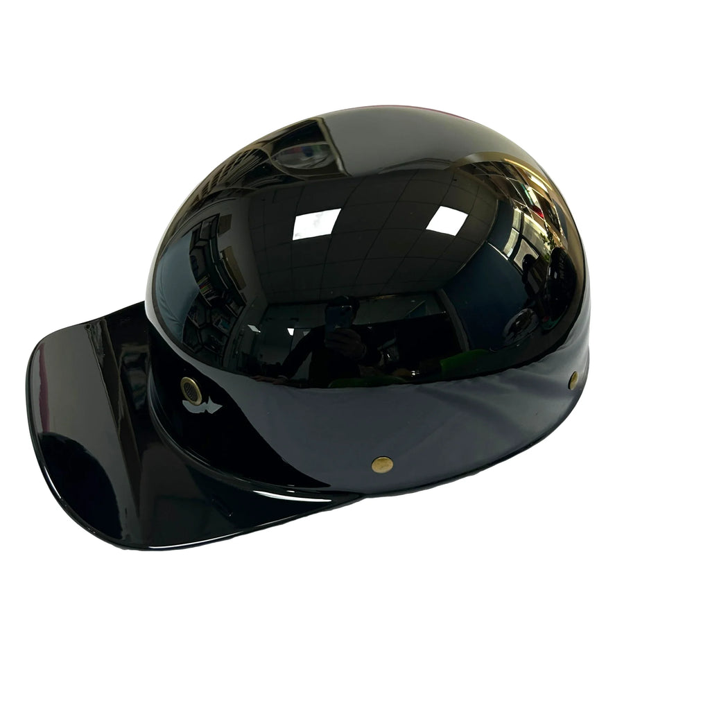 Motorcycle Half Helmet Baseball Cap Style - Retro Open Face Cruiser Shell - Color black