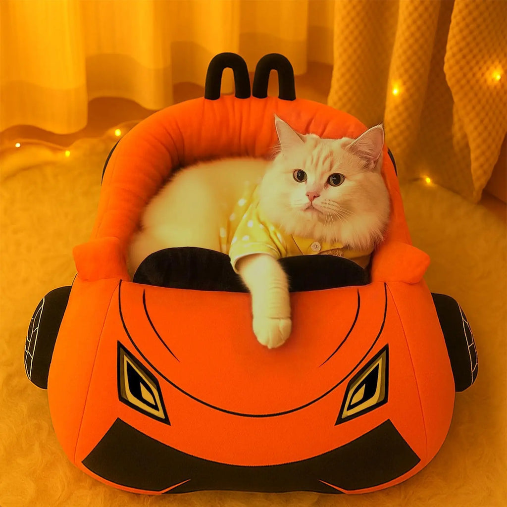 Sports Car Pet Bed - Plush Cat and Small Dog Bed with Cushion - view 6