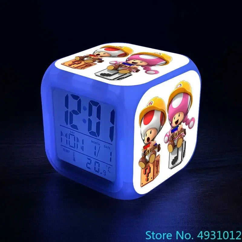 Anime Sonic Mario Bros Figure LED Alarm Clock 7-Color Touch Light Kids D... — View 16