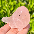Rose Quartz Bird Figurine - Hand Carved Natural Crystal Song