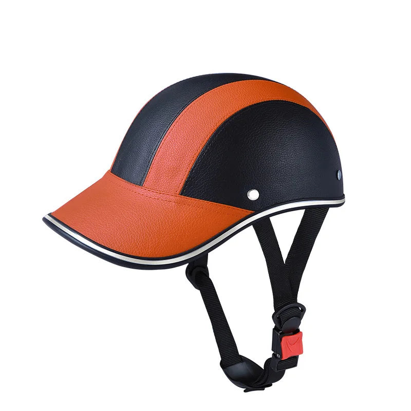 Baseball Cap Motorcycle Helmet - Leather-Look Open Face Scooter Helmet - view 6