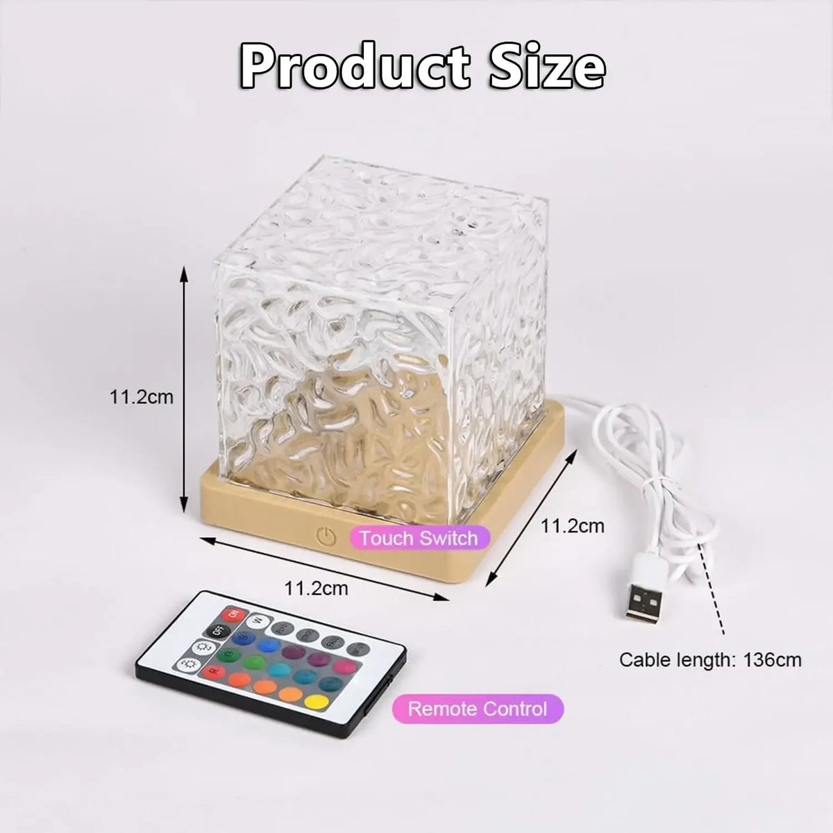 Water Ripple Crystal Lamp - 16 Color Cube Light with Remote - view 6