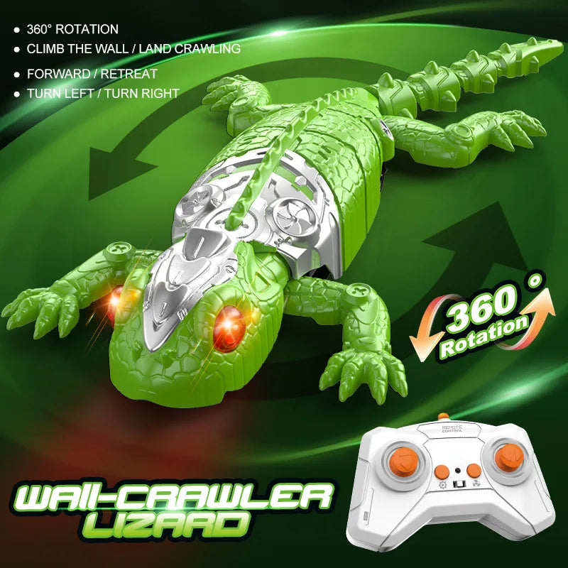Wall-Climbing RC Gecko and Spider - Rechargeable Remote Control Crawler - Gecko Green