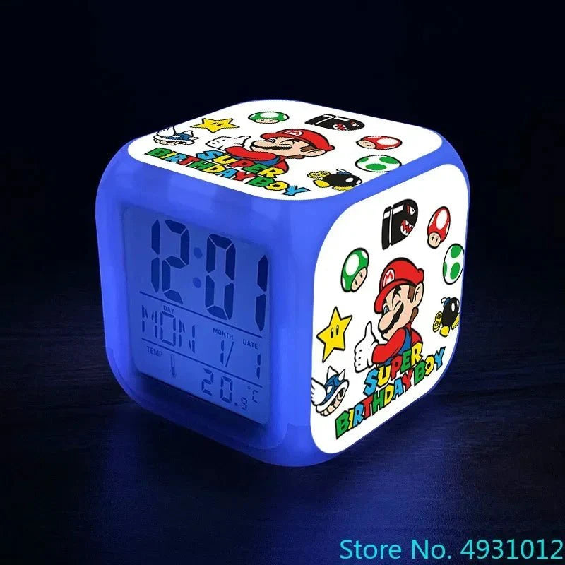 Anime Sonic Mario Bros Figure LED Alarm Clock 7-Color Touch Light Kids D... — View 15