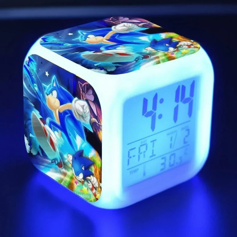 Anime Sonic Mario Bros Figure LED Alarm Clock 7-Color Touch Light Kids D... — View 25
