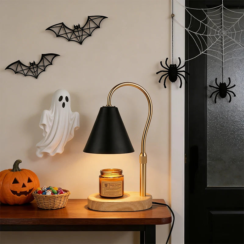 Candle Warmer Lamp with Timer and Dimmer - Ironwork Shade, Adjustable Height Wax Melting Lamp