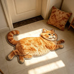 Orange Tabby Cat Shaped Rug - Soft Plush Non-Slip Bedroom and Entryway - 1