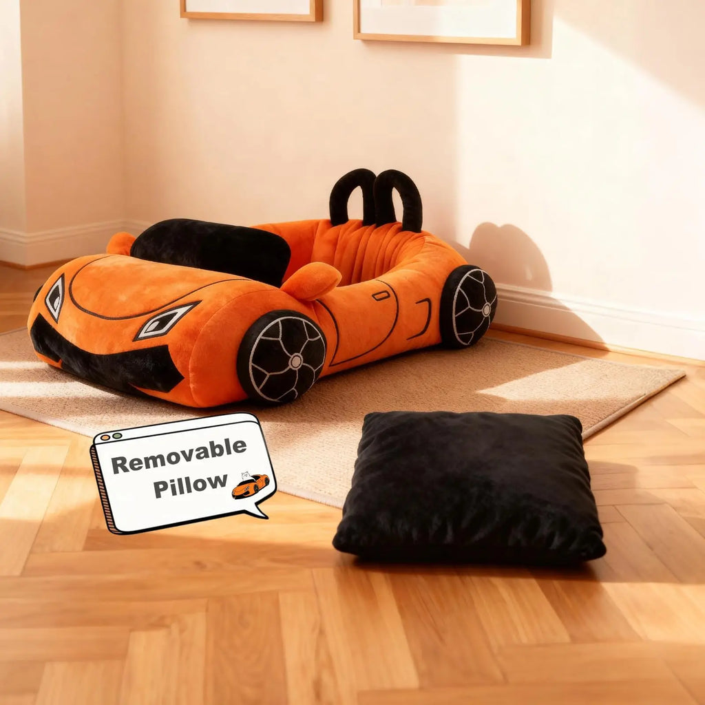Sports Car Pet Bed - Plush Cat and Small Dog Bed with Cushion - view 4