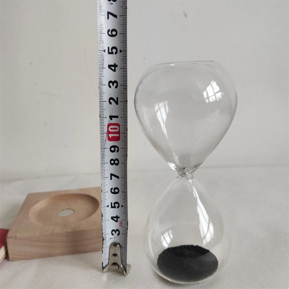Magnetic Sand Hourglass Sculpture - Wood Base finish, scale reference