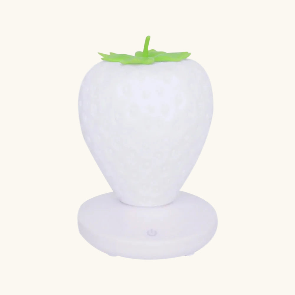 Strawberry Night Light - Silicone Touch Lamp, Dimmable and USB Rechargeable - White