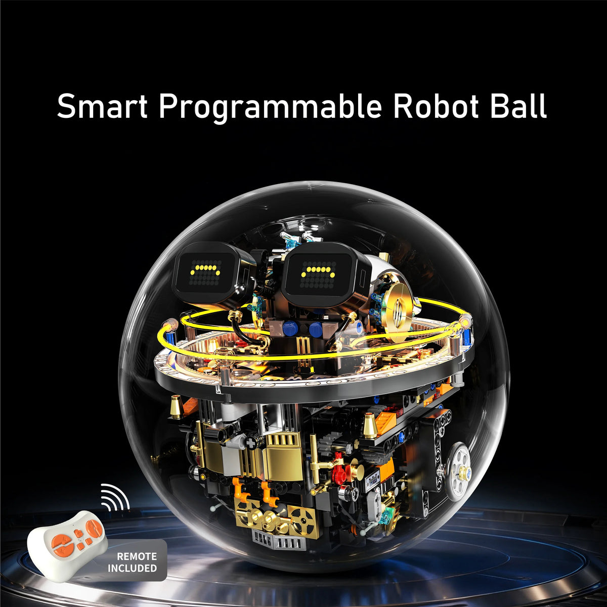 Programmable Robot Ball Building Set - 804-Piece RC Sphere Bot with LED Face - gallery 1