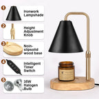 Candle Warmer Lamp with Timer and Dimmer - Ironwork Shade, Adjustable Height Wax Melting Lamp