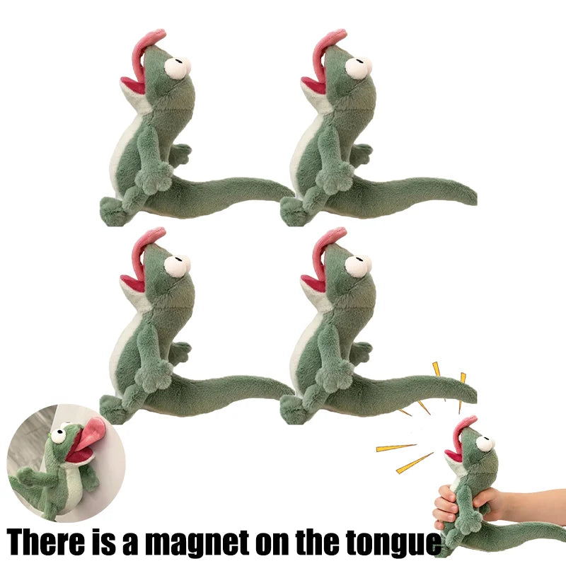Screaming Lizard Plush Toy with Magnetic Tongue - 14cm Squeaky Chamele - 7