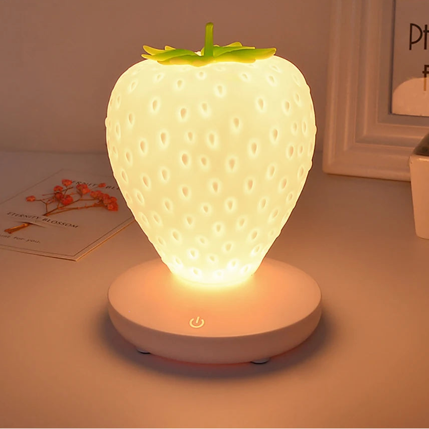 Strawberry Night Light - Silicone Touch Lamp, Dimmable and USB Rechargeable - image 2