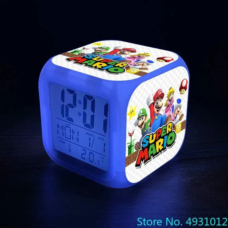 Anime Sonic Mario Bros Figure LED Alarm Clock 7-Color Touch Light Kids D... — View 9