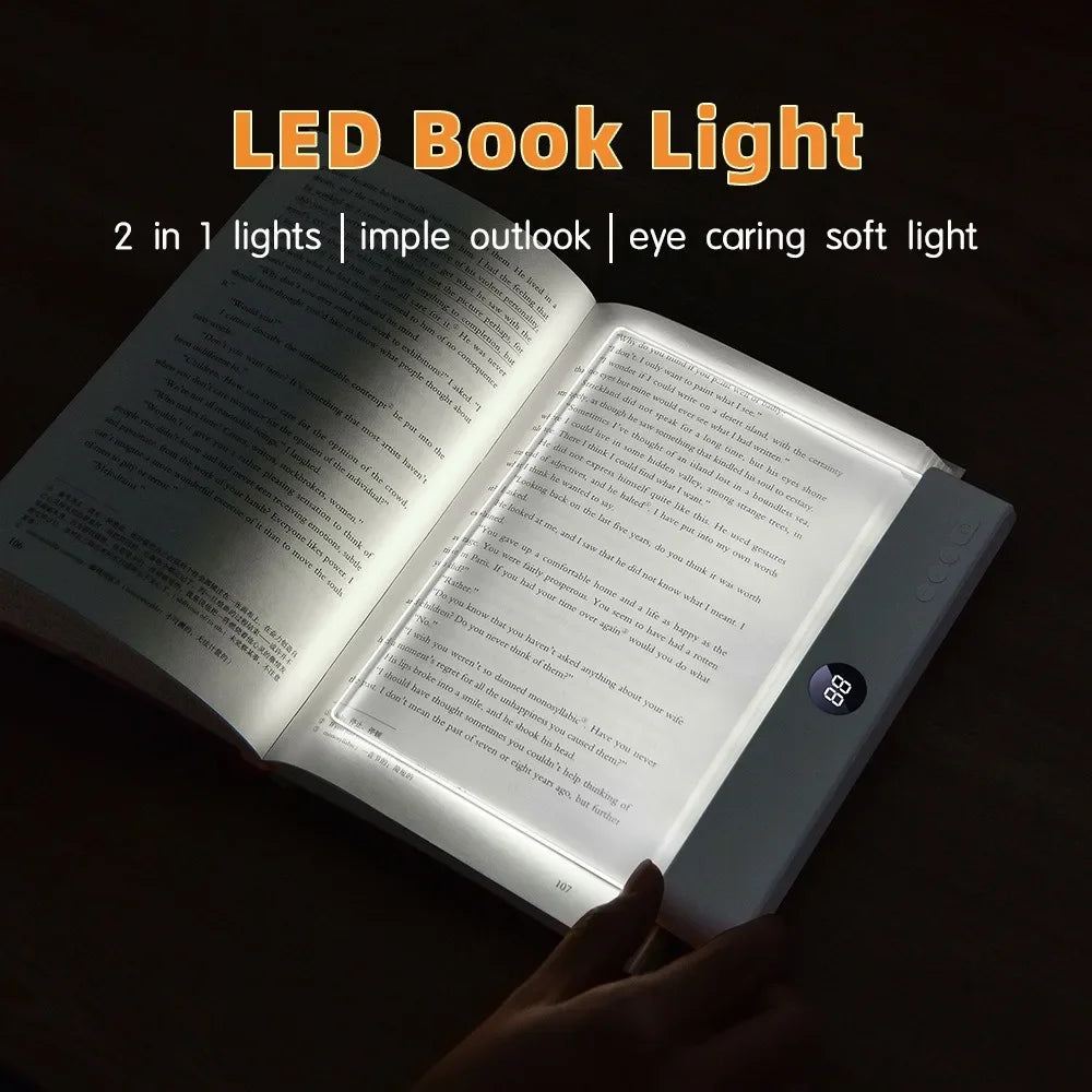 LED Flat Panel Book Light - Rechargeable Reading Lamp with 1 - 4