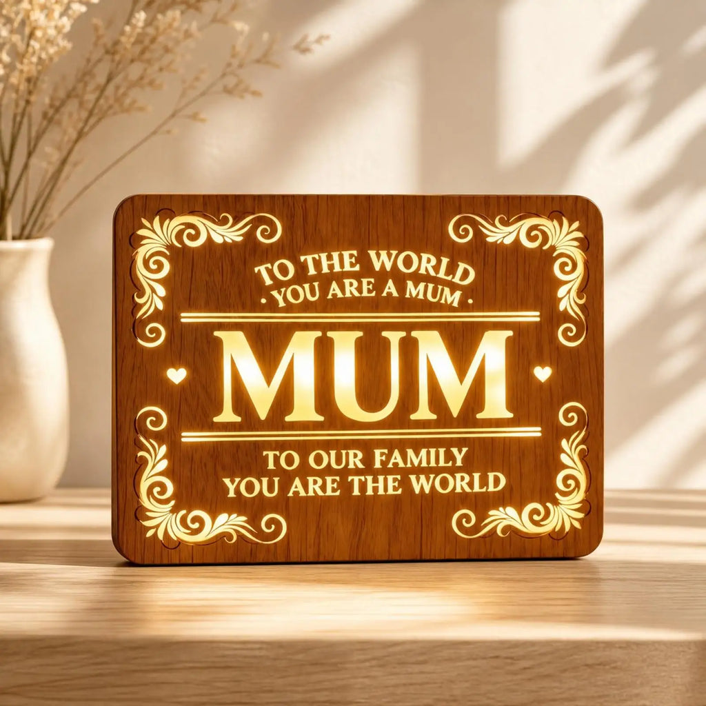 Illuminated Wood Wall Plaque - Mom and Dad Bedside Shelf Light - view 6